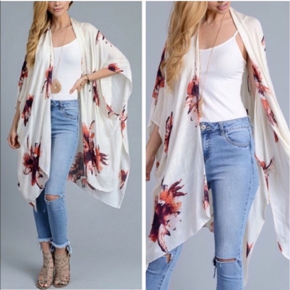 Floral Kimono - BLACK - Picture 2 of 3